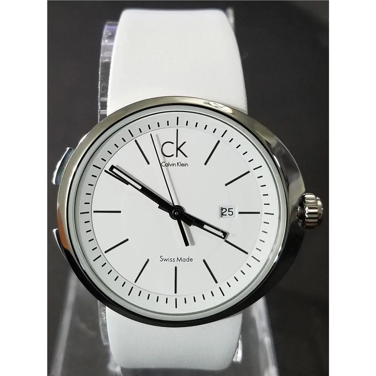 Calvin Klein K0H23101 White Dial and Leather Strap Women Watch