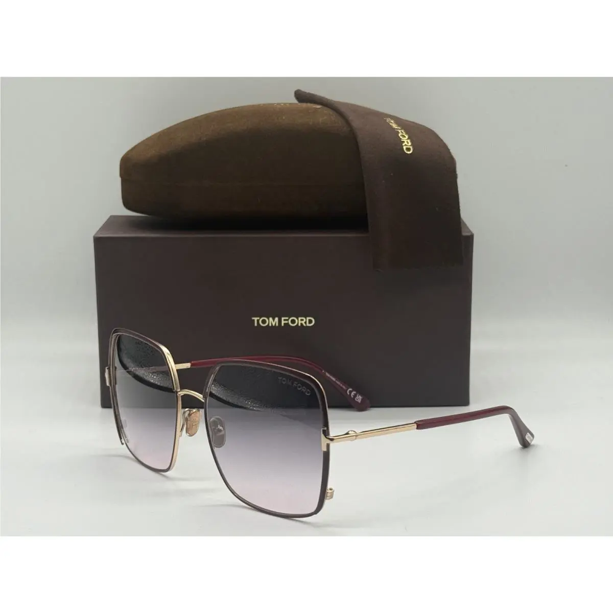 Tom Ford TF 1006 69W Gold Burgundy Sunglasses Frame 60-18