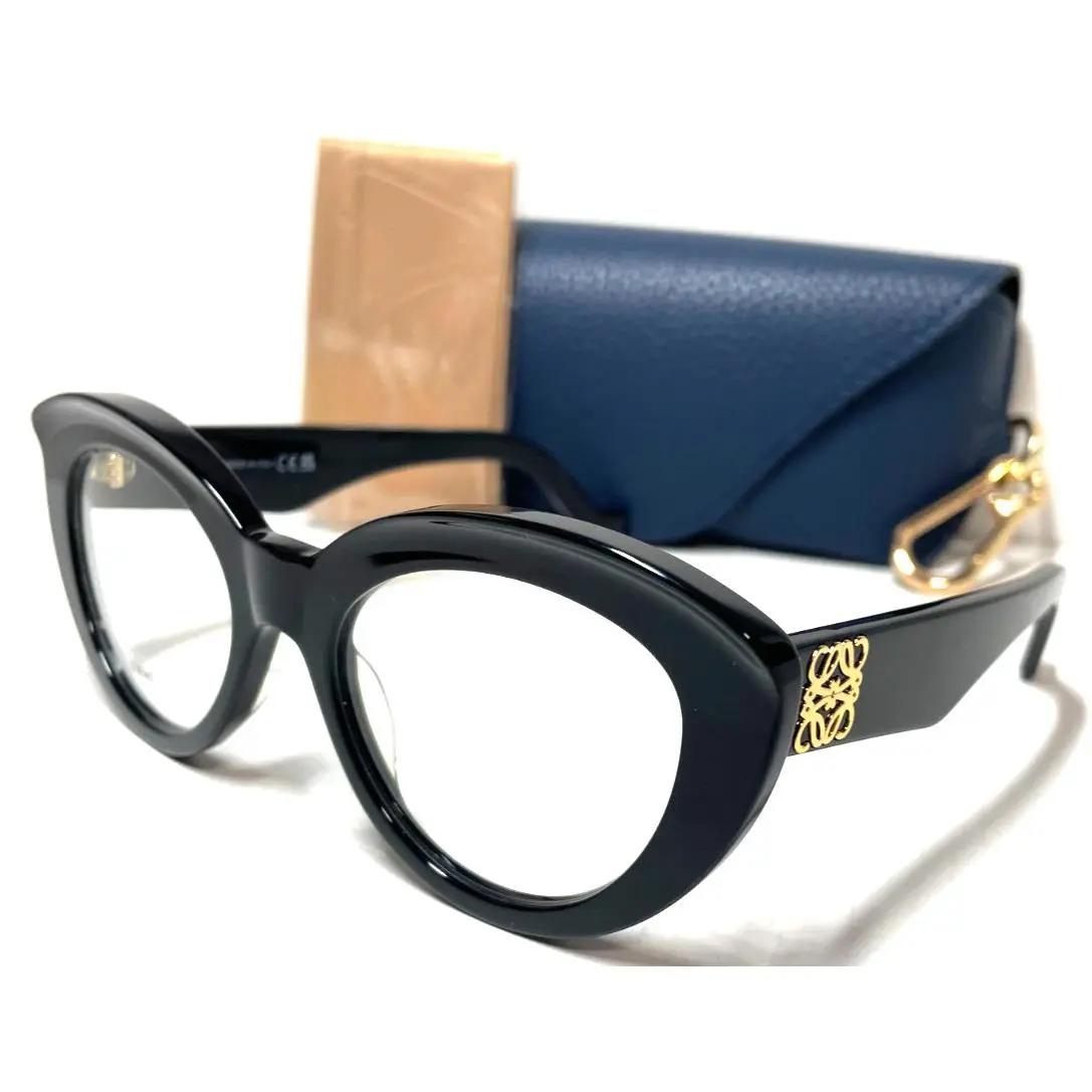 Loeweanagram LW 50058I 001 Shiny Black Gold Eyeglasses 51-19 - Frame: SHINY BLACK WITH GOLD ACENTS