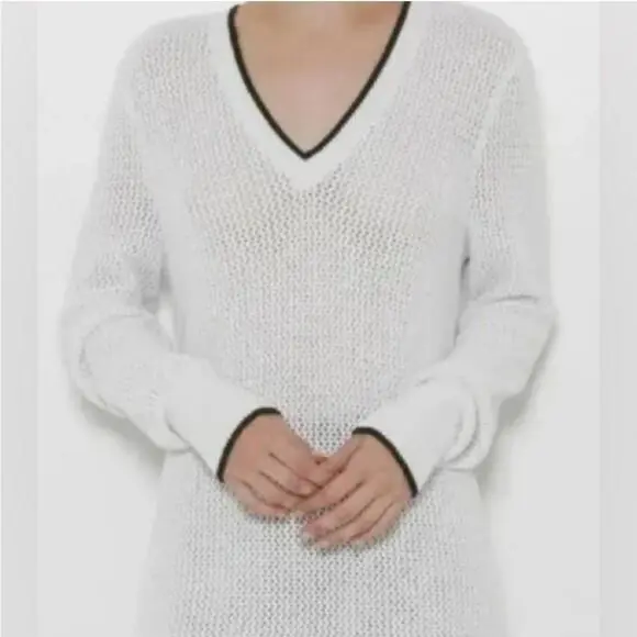Rag Bone Women`s Elizabeth V-neck White Open Knit Sweater -sz Small - rt