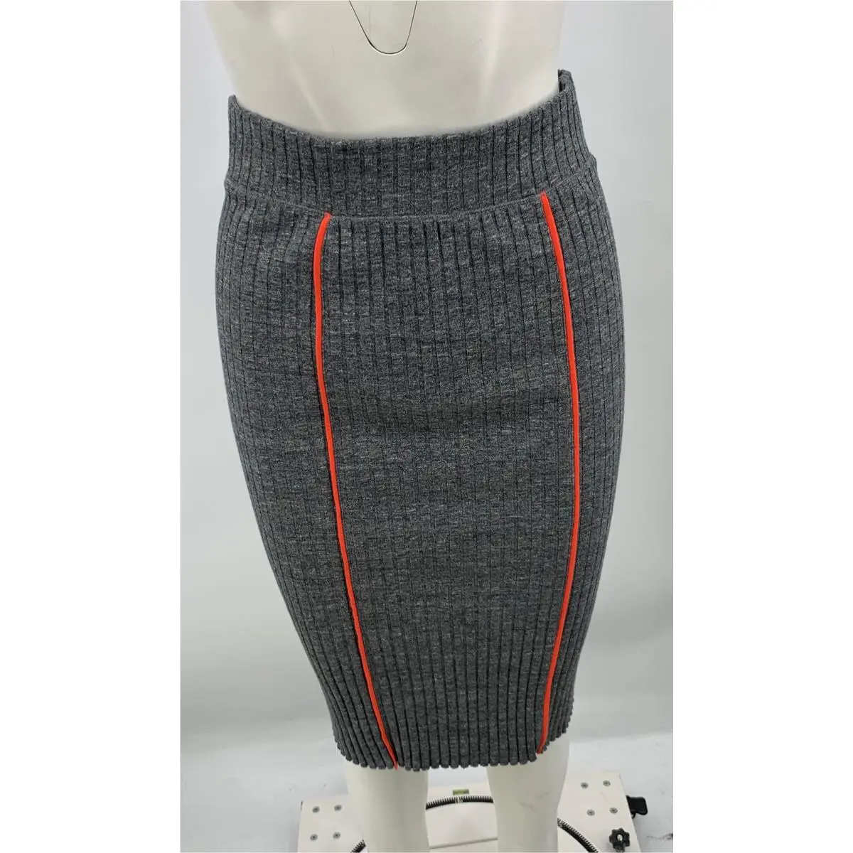 Rag Bone Women Dark Heather Gray Pak Ribbed Stripe Straight Skirt sz S