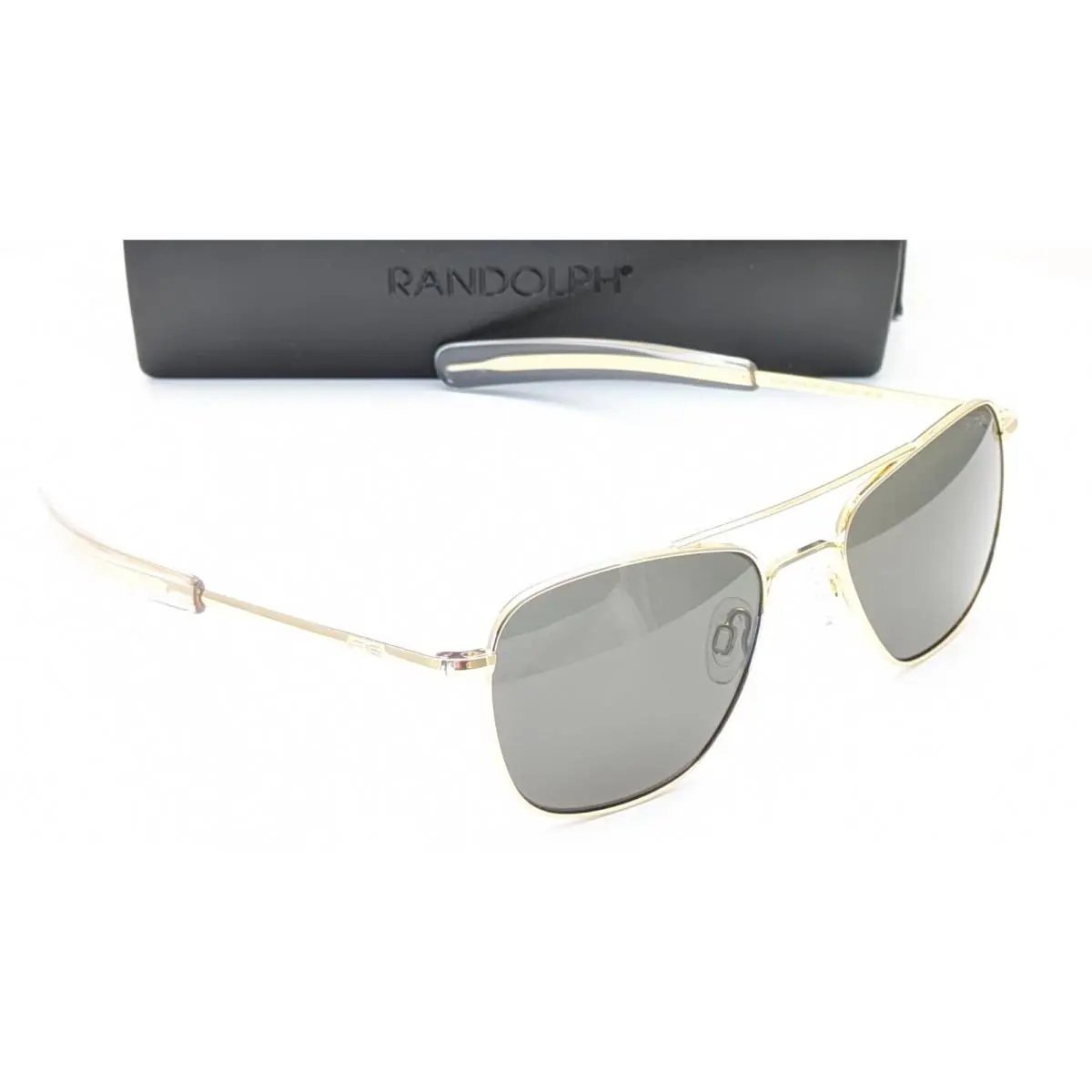 Randolph AF008 Pilot 23K Gold American Gray Polarized Mens Sunglasses 52mm