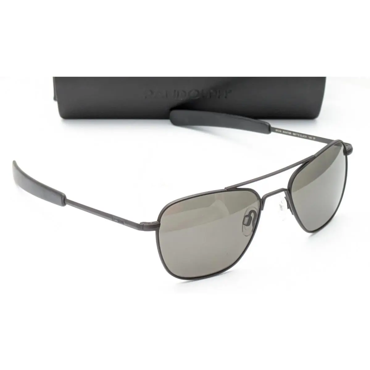 Randolph AF319 Pilot Matte Black Polarized American Gray Mens Sunglasses 52mm