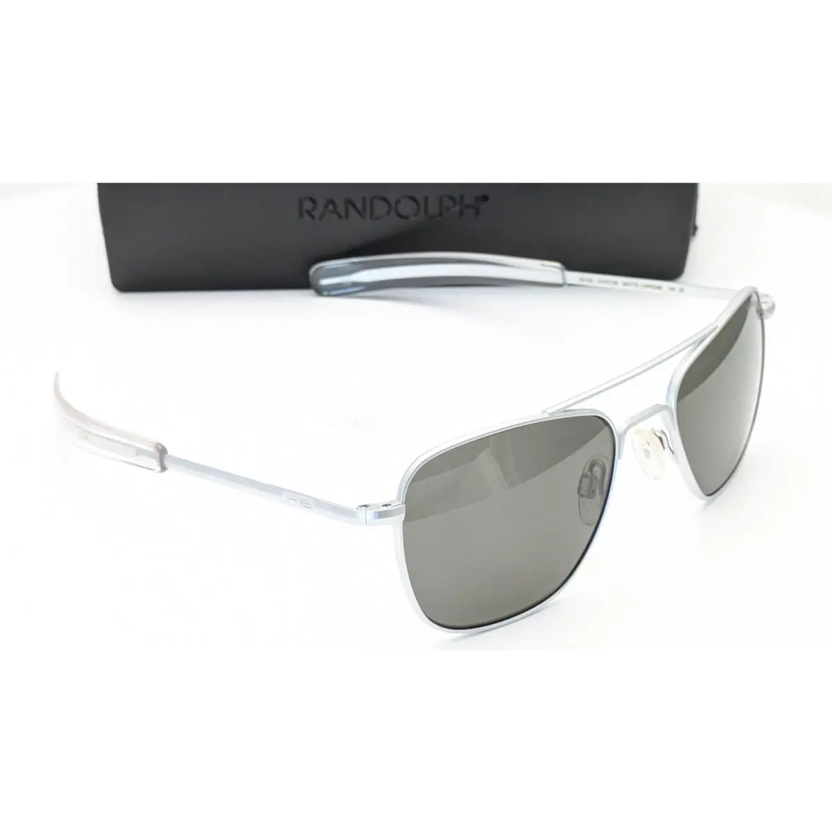 Randolph AF038 Pilot Matte Chrome American Gray Polarized Mens Sunglasses 52mm