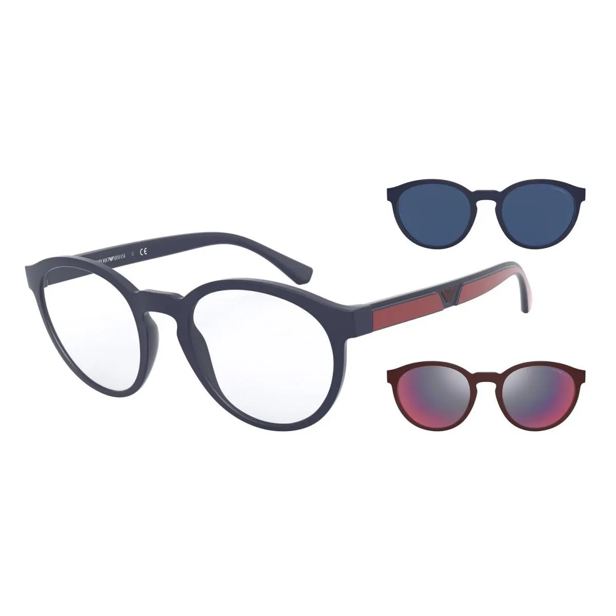Emporio Armani EA4152 Sunglasses with Interchangeable Clip-ons Matte Blue/clear/dark