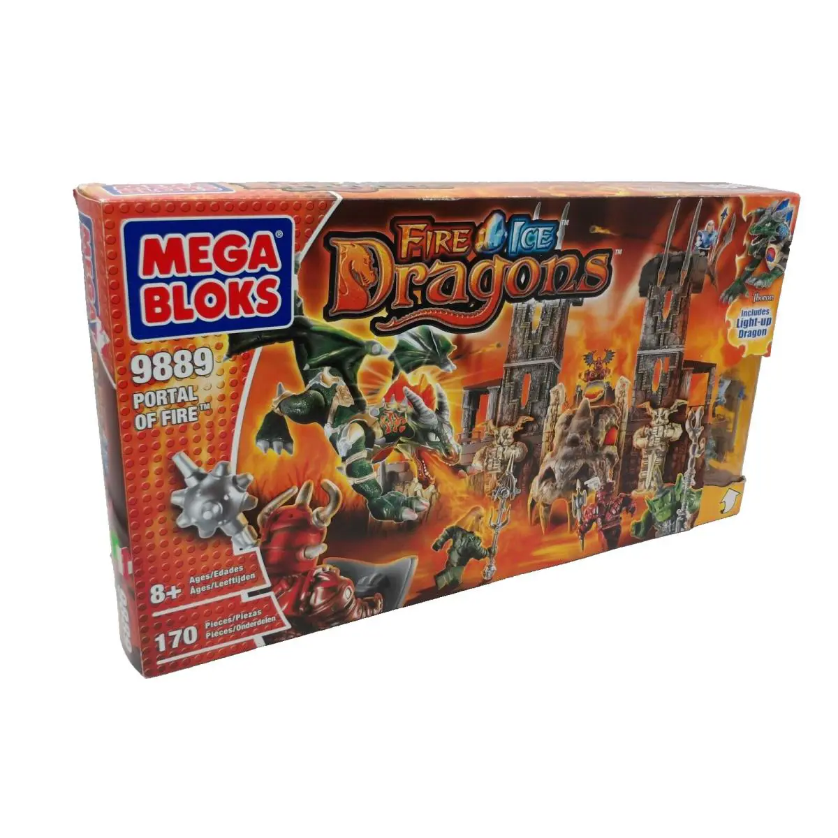 Mega Bloks 9889 Fire Ice Dragons Portal Offire Light Up Dragon