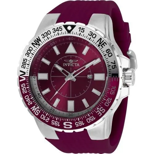 Men`s Aviator 52mm Dial Compass Bezel Purple Tone Quartz Watch by Invicta