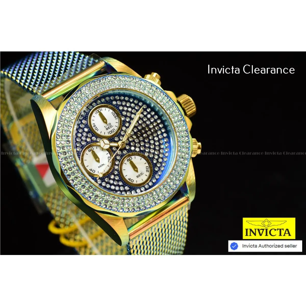Invicta Pro Diver Fire Amber Women`s 399 Crystals Dial Quartz Chronograph Watch