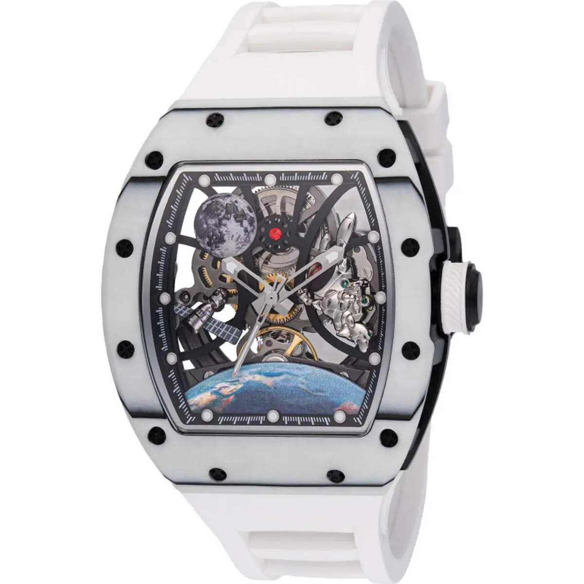 Invicta Men`s Watch S1 Rally Interstellar Skeleton Dial White Strap 49012