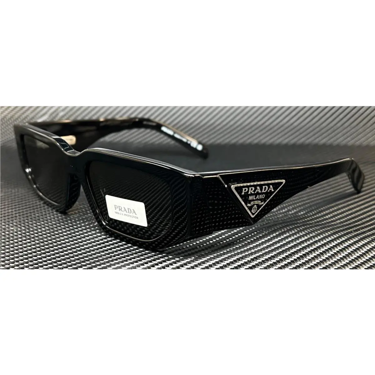 Prada PR 09ZSF 1AB5S0 Black Grey Men`s 55 mm Sunglasses
