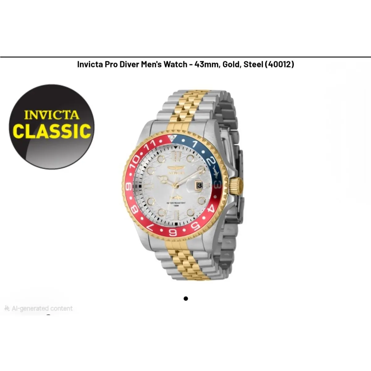 Men`s Pro Diver Model No.40012 43mm Quartz by Invicta
