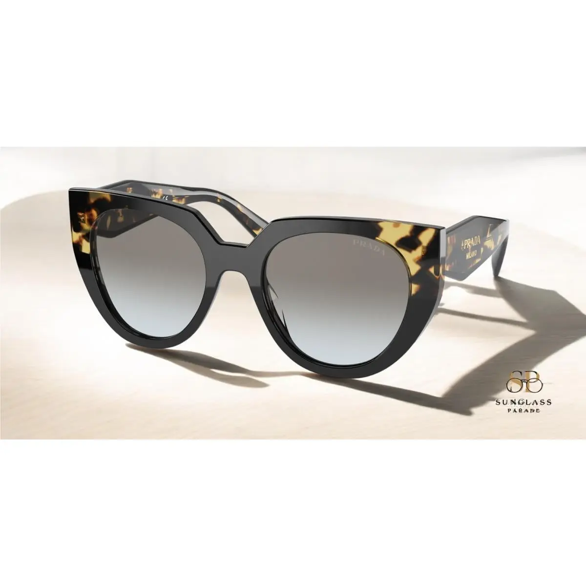 Prada PR 14WS 3890A7 Black Medium Tortoise Grey Gradient 52 m Women`s Sunglasses