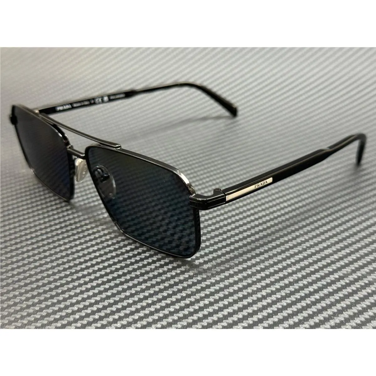 Prada PR A57S 1AB5Z1 Black Grey Polarized Men`s 61 mm Sunglasses