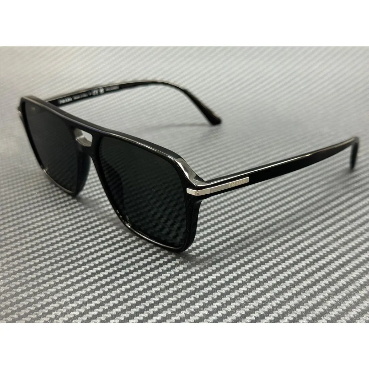 Prada PR 20YS 1AB03R Black Green Polarized Men`s 55 mm Sunglasses