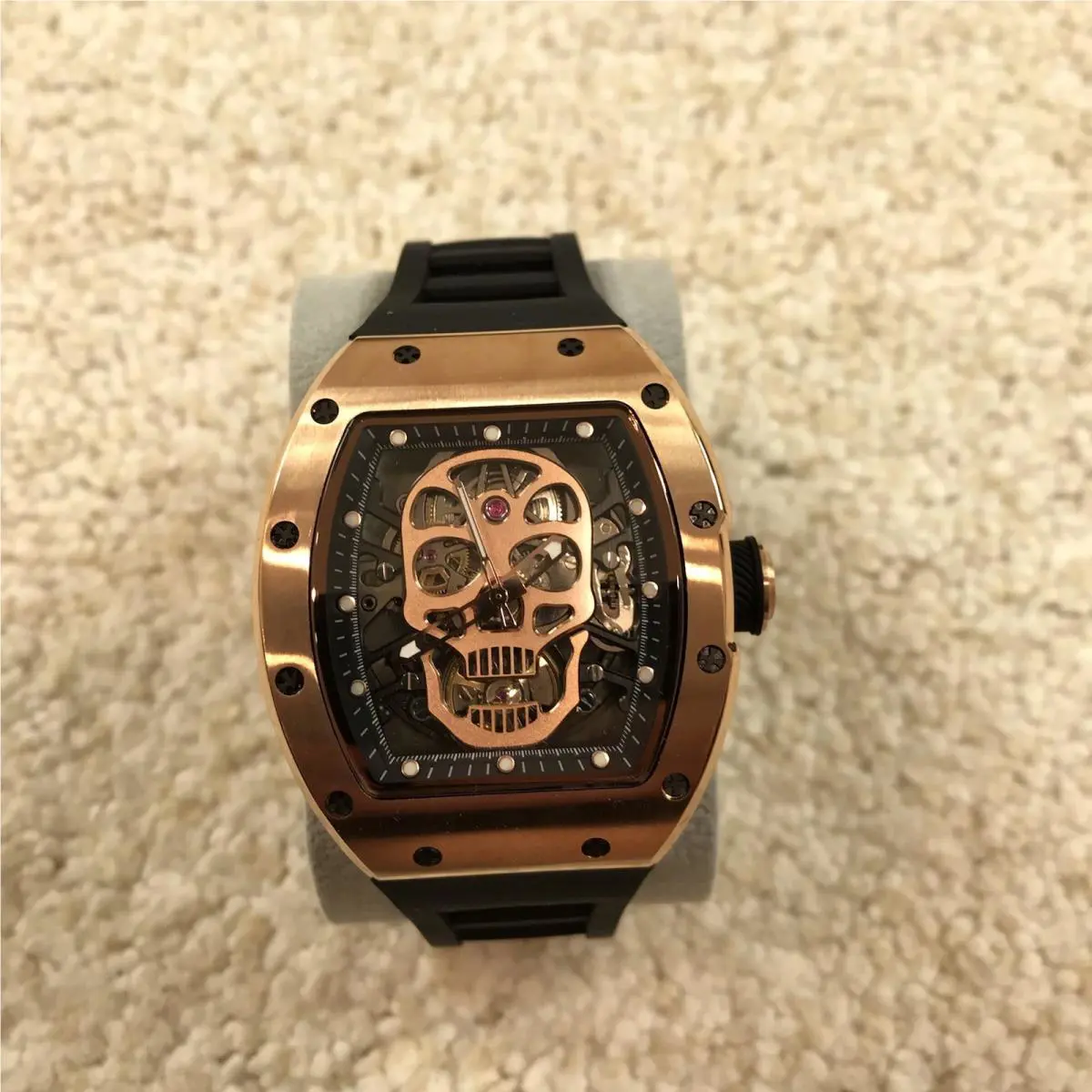 Invicta Men`s Watch S1 Rally Automatic Rose Gold and Black Skeleton Dial 49024