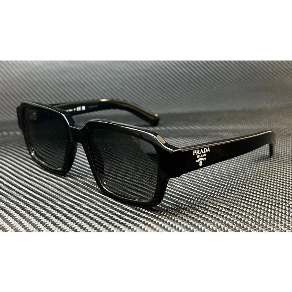 Prada PR 02ZS 1AB06T Black Grey Gradient Men`s 52 mm Sunglasses