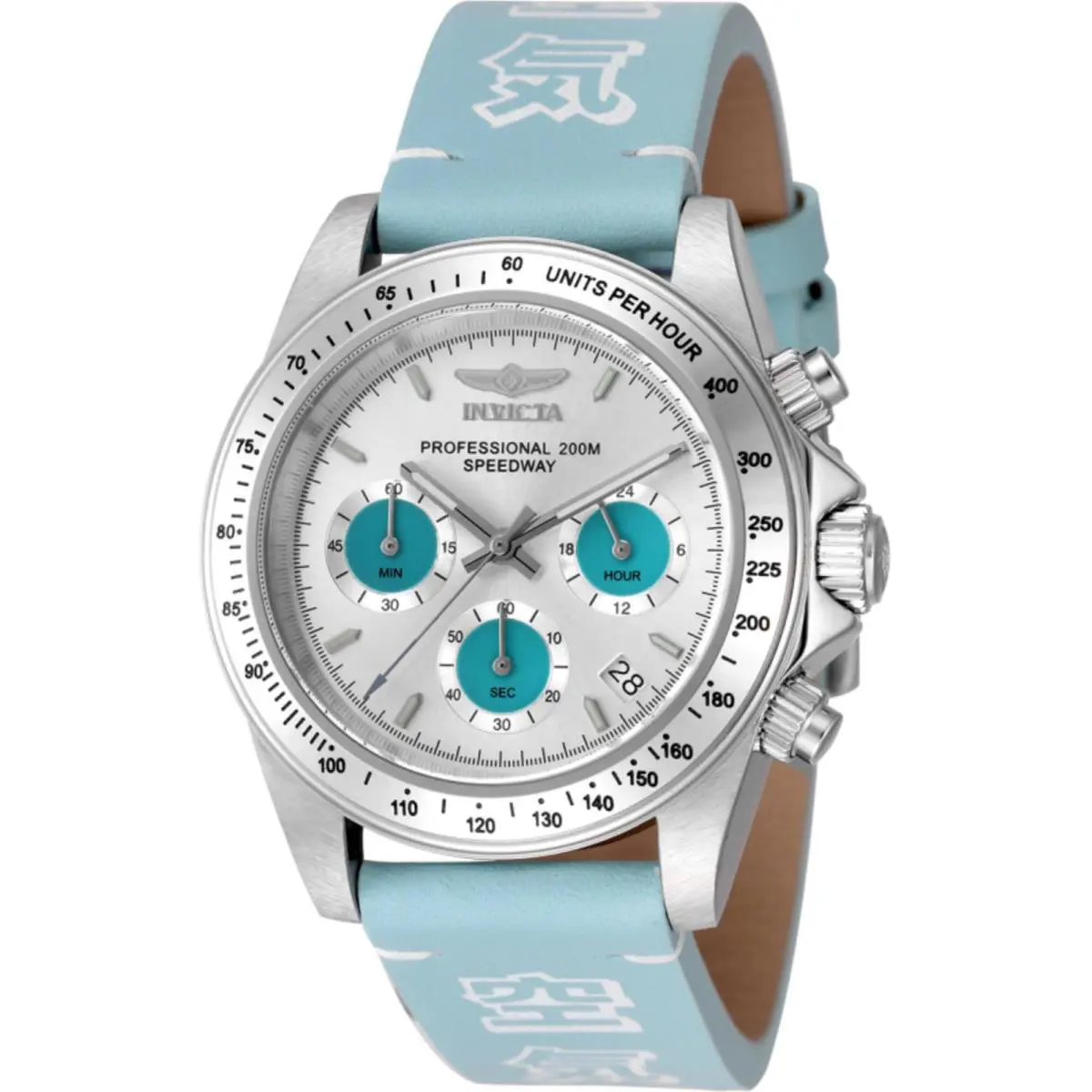 Invicta Men`s Watch Speedway Forces of Nature Chronograph Light Blue Strap 49291 - Dial: Light Blue, Silver, Band: Light Blue