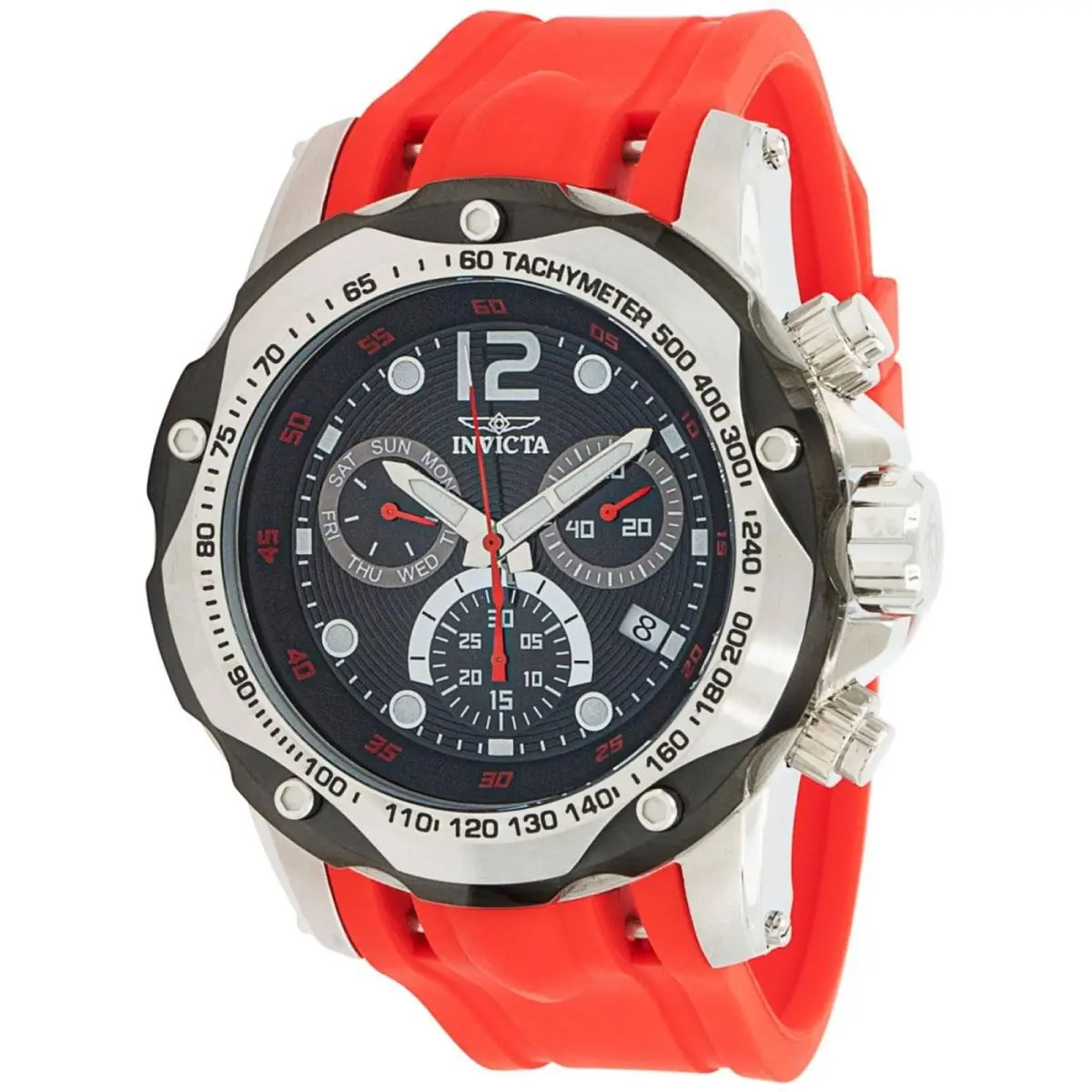 Invicta Men`s Watch Speedway Quartz Chronograph Black Dial Red Strap 33934