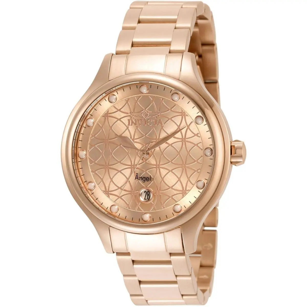 Invicta Women`s Watch Angel Quartz Rose Gold Stainless Steel Bracelet 35826