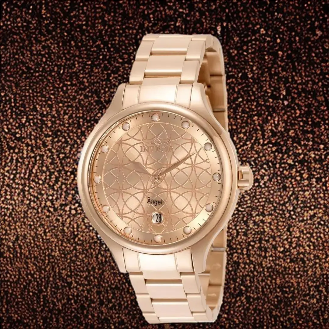Invicta Angel 38 mm Rose Gold Tone Watch 35826 Stainless Steel Womens - Dial: Rose Gold, Band: Rose Gold, Bezel: Rose Gold