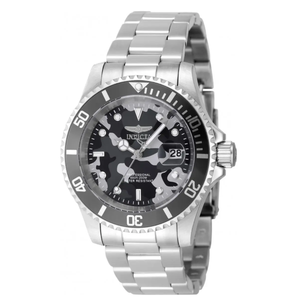 Invicta Pro Diver Men’s 40mm Stealth Gray Camo Dial Stainless Steel Watch 48566