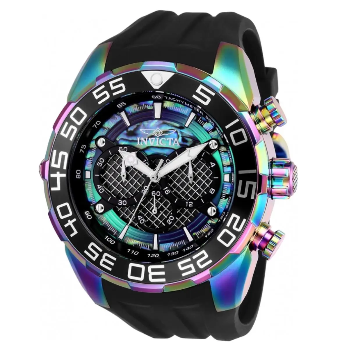 Invicta Speedway Mens 50mm Iridescent Metal Mesh Abalone Dial Chrono Watch 26311