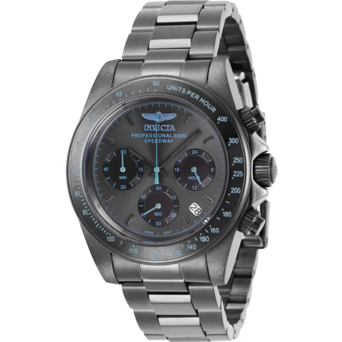 Invicta Men`s Watch Speedway Chronograph Gunmetal Dial Steel Bracelet Date 27772