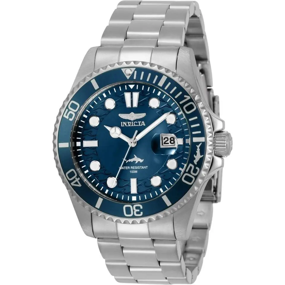 Mens Pro Diver Quartz Watch Silver 30019 Blue Dial by Invicta