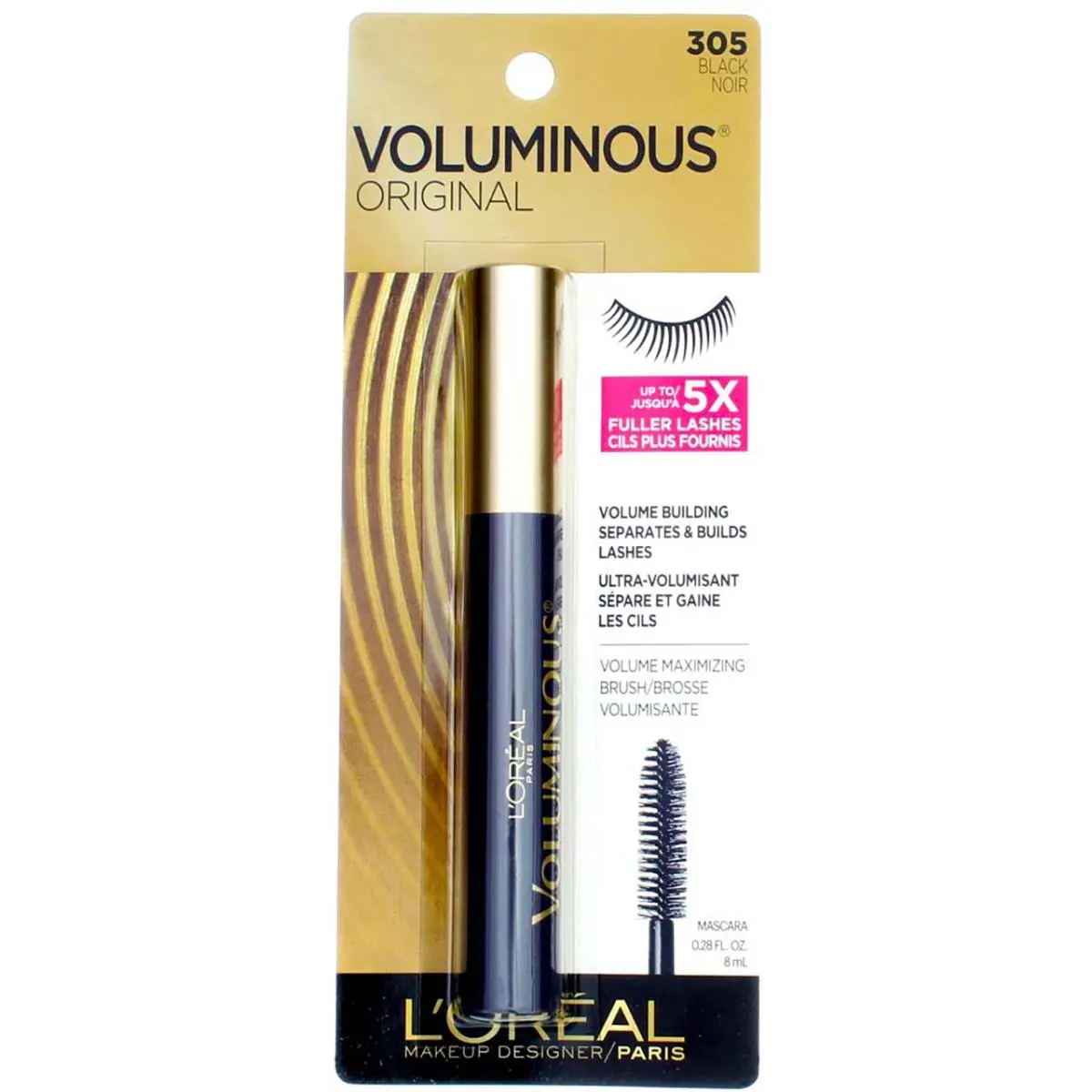 4 Pack L`oreal Paris Voluminous Mascara Black 305 0.28 fl oz