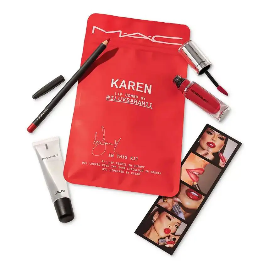 Mac Karen Lip Combo by Iluvsarahii 3pc Set: Pencil Lipcolour Gloss by MAC Cosmetics