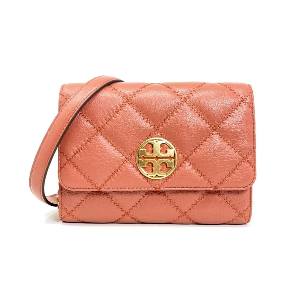 Women`s Willa Quilted Leather Small Chain Wallet Crossbody Bag Toasted Pecan - 83692 by Tory Burch