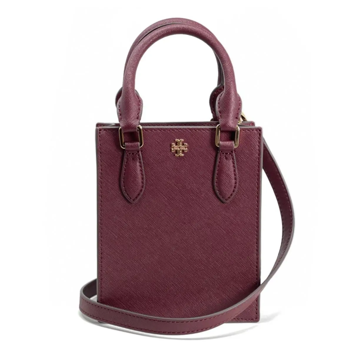 Women`s Emerson / Blake Mini Shopper Tote Crossbody Bag Claret - 82768 by Tory Burch