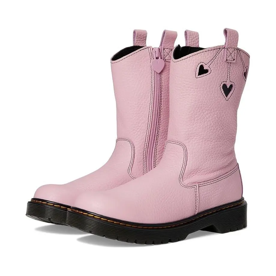 Dr. Martens Bex Heart Boots Kids US 4 Pink Leather Round Toe Mid-calf JOBB1550