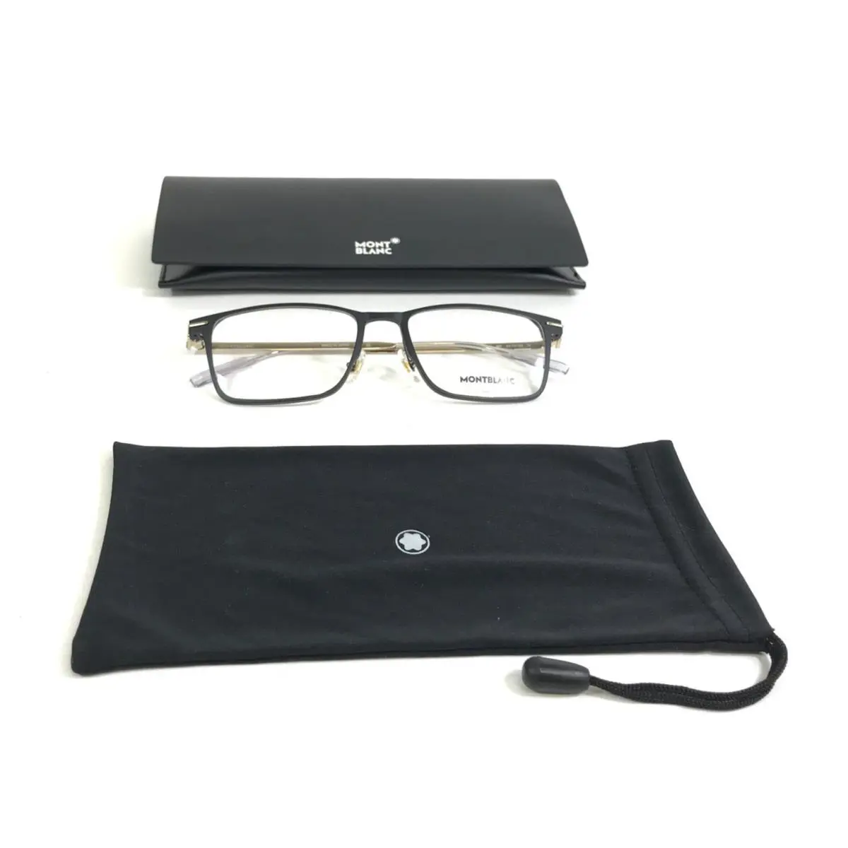 Montblanc Eyeglasses Frames MB0396ON 001 Black Gold Aluminum 54-18-145