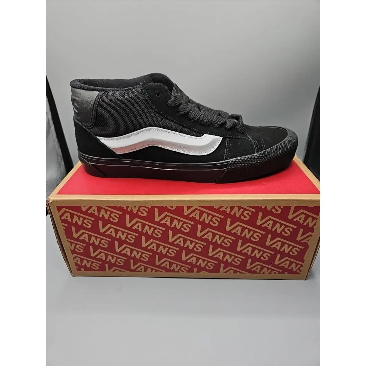 Vans Knu Skool Mid Shoes Sneakers - Black/black/white VN000CQ9B8C Size 9