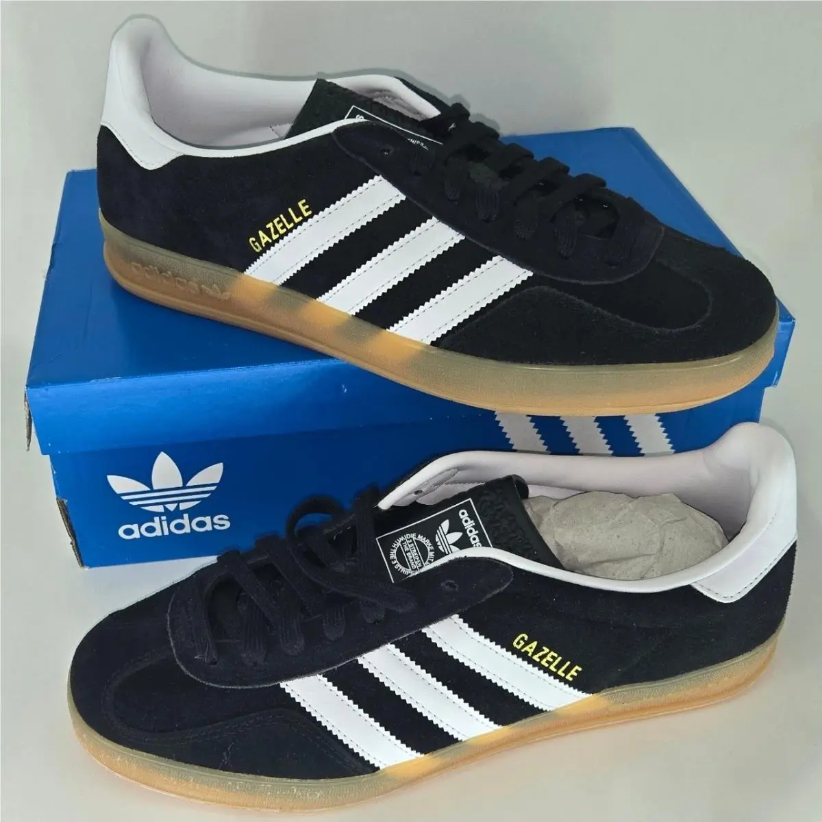 Adidas Gazelle Indoor Core Black White Gum Suede Sneakers JI2060 Mens 9.5