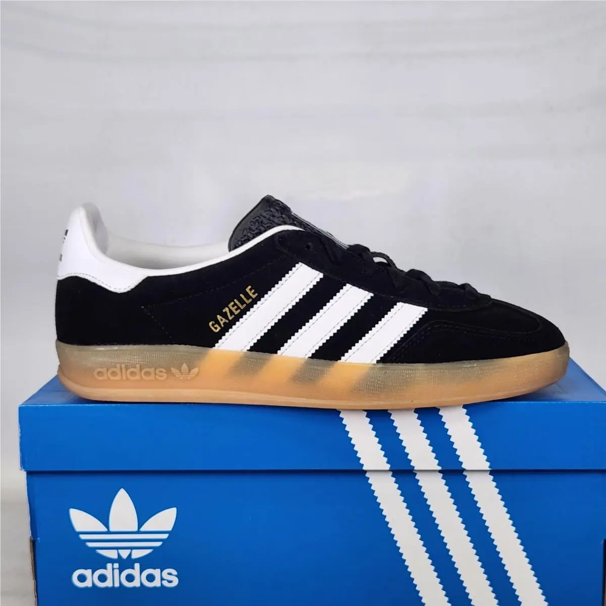 Size 7.5 - Adidas Gazelle Indoor - Core Black / Cloud White/ Gum - Mens - JI2060