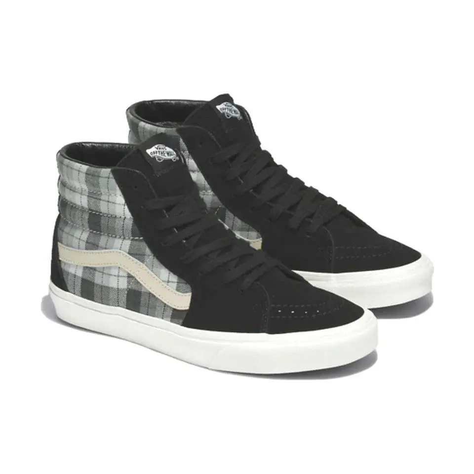 Vans Sk8-Hi Grunge Plaid Unisex Men Size 6.5 = Women Size 8 Shoes Black/grey - Black / Grunge Plaid - VN000CP9BMB