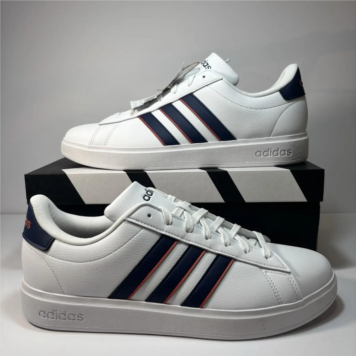 Adidas Grand Court 2.0 Men`s Shoes Cloud White/dark Blue/preloved Scarlet Sz 10