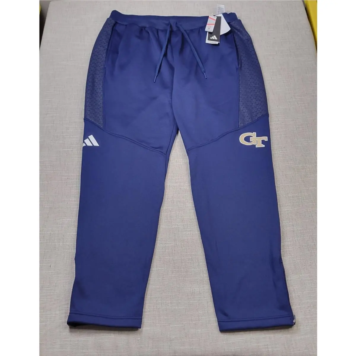 Adidas Georgia Tech Jogger Pants XL Mens Blue White Gold Logo Fleece Tapered