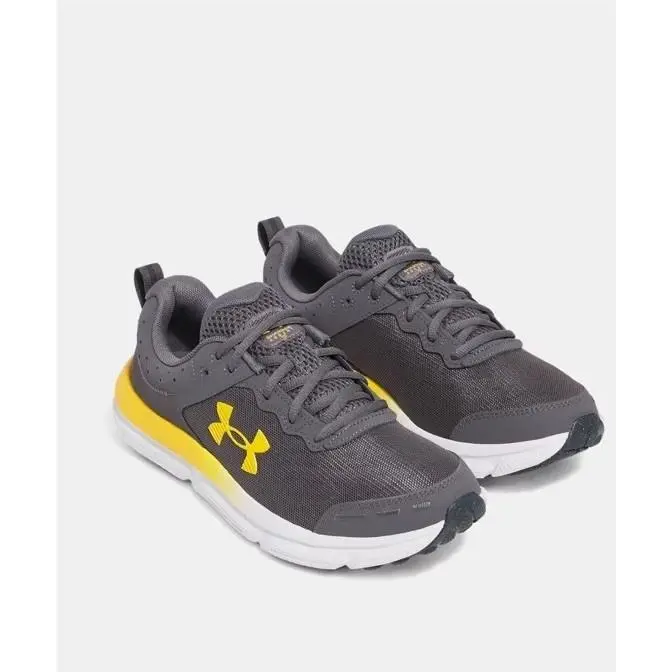 Under Armour Men`s UA Charged Assert 10 Running Shoes - Gray Yellow - Sz 9