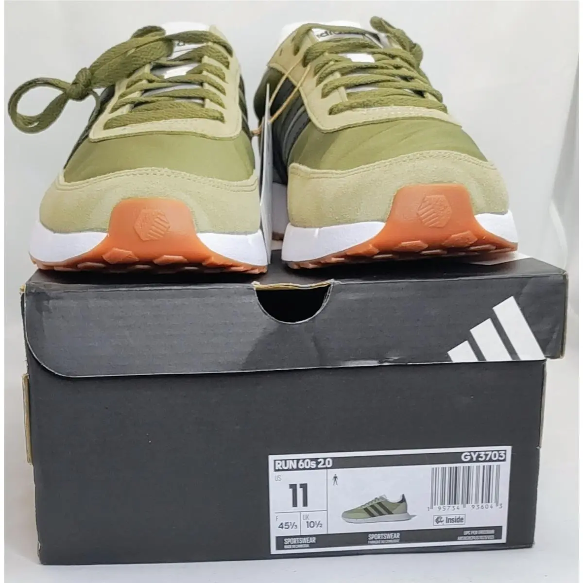 Adidas Run 60s 2.0 Olive Green Men`s Sz 11 Shoes GY3703