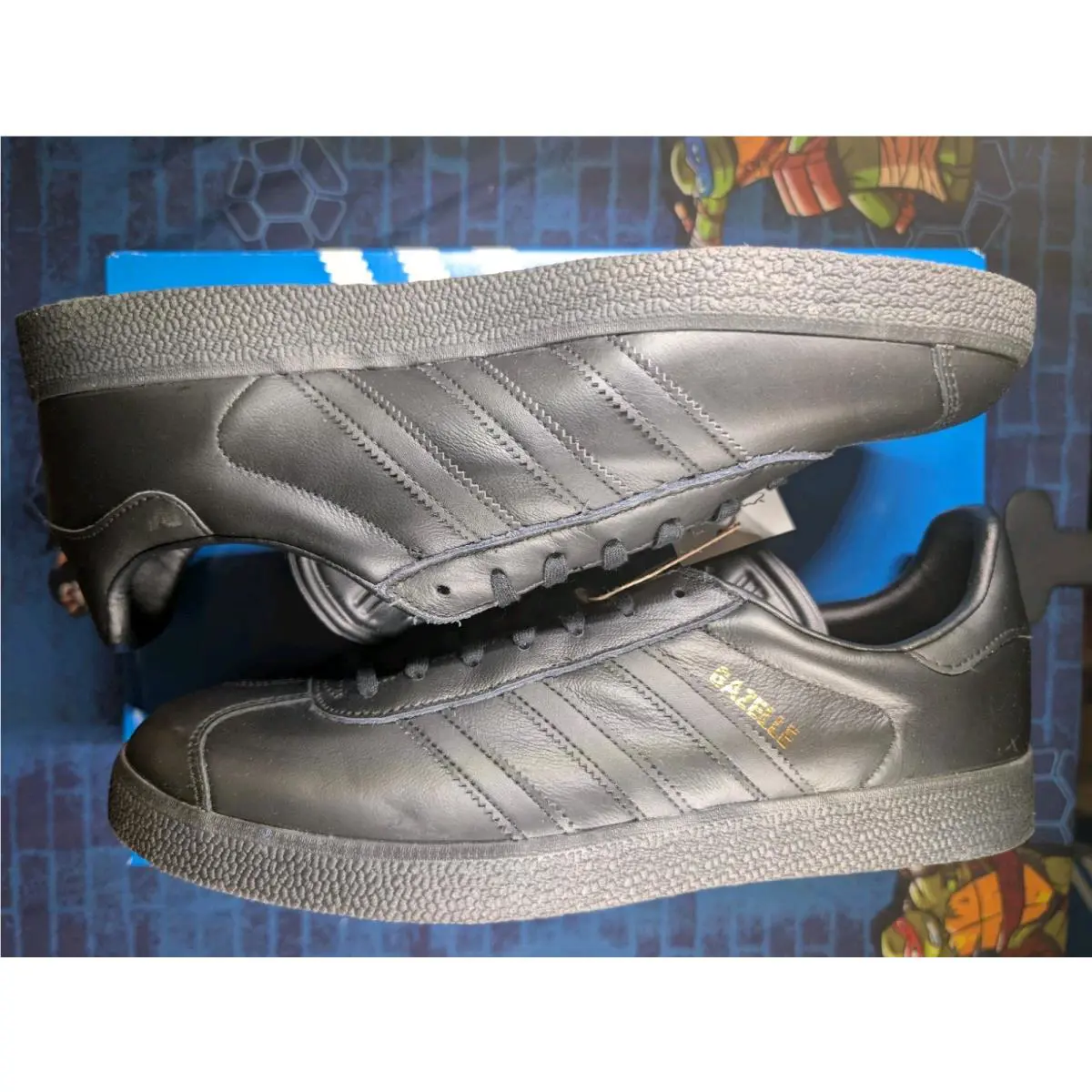 Adidas Gazelle Shoes Size 11 Triple Black Leather Sneakers Low BB5497