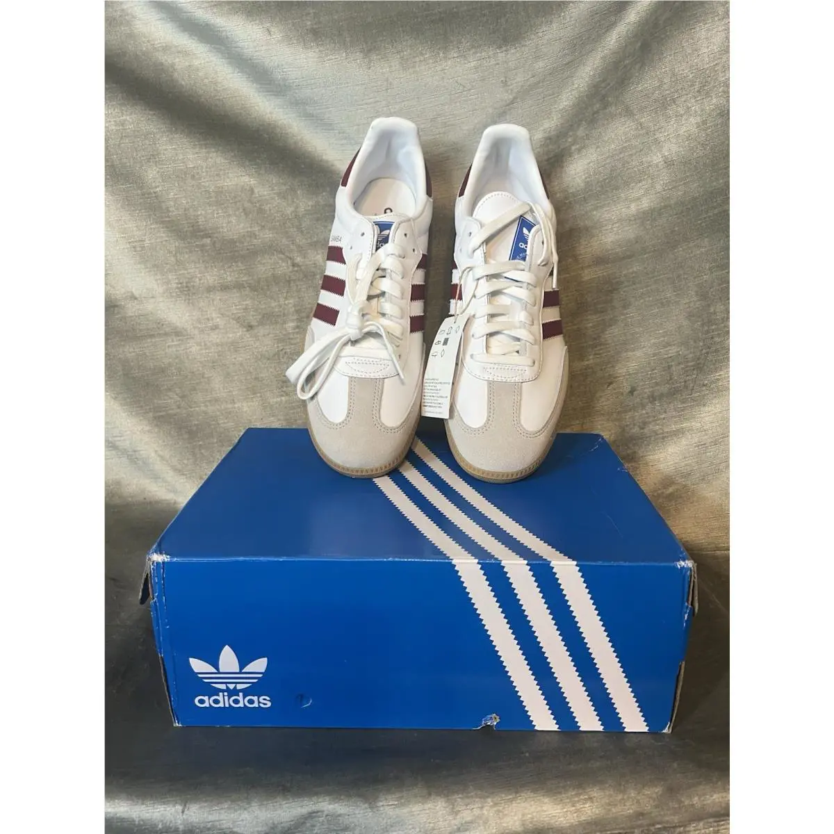 6097. Adidas Samba OG Men`s White/burgundy Sneaker. Size 11.5