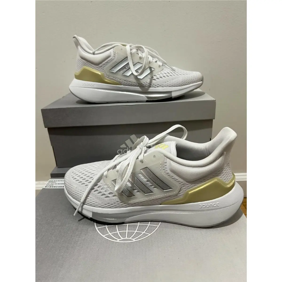 Adidas EQ21 Run Women`s Size 5.5 White/matte Silver Running Shoes GZ0591