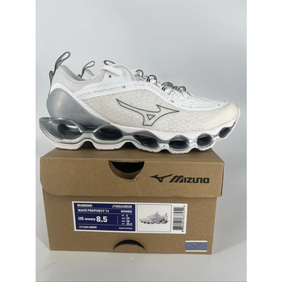 Mizuno Wave Prophecy 13 Women’s Size 8.5 Usa -uk6-eur 39-bra38 Cm 25.0white