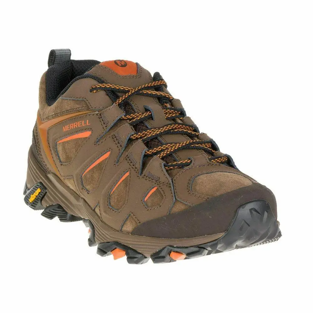 Men`s Merrell Moab Fst Ltr Leather Hiking Shoe Dark Earth Brown - Brown