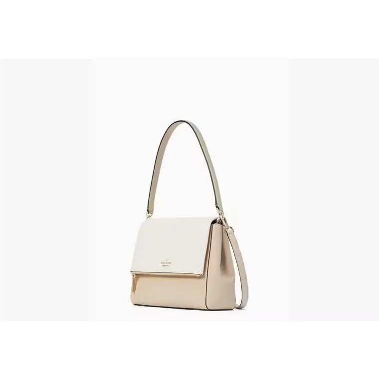 Kate Spade New York Leather Leila Medium Flap Shoulder Bag - Beige/white