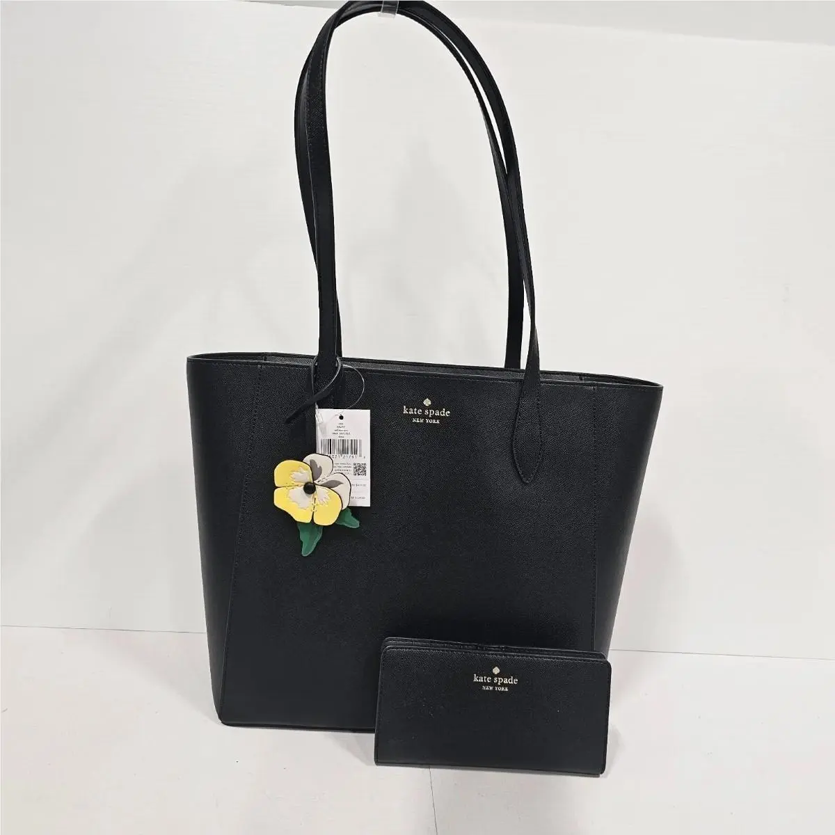 Kate Spade Dana Pansy Tote KA597 w/ Wallet Saffiano Pvc Black