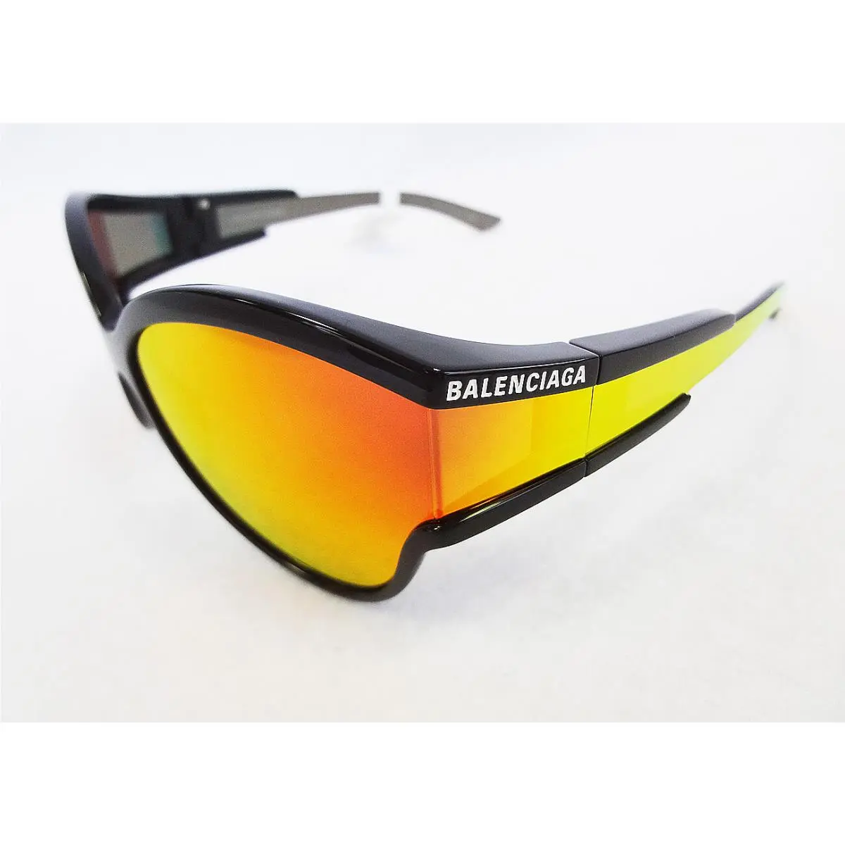 Balenciaga Sunglasses BB0038S 004 Wrap Mirrored Black/orange Made IN Japan